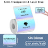 Rollo de etiquetas de papel térmico autoadhesivas de color azul láser semitransparente con un mensaje de agradecimiento