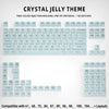 A white mechanical keyboard featuring crystal jelly theme keycaps and various layout options.