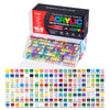 A box of 168 acrylic brush markers in various colors and tips for DIY art projects