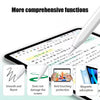 A stylus pen is shown interacting with a digital document on an iPad screen, highlighting features like smoothness and anti-t