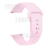 Pinkes Silikon-Schnellverschluss-Armband für eine Smartwatch, von der Seite gezeigt.