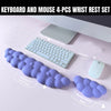 A set of four memory foam wrist rest pads for keyboard and mouse, including a keyboard, mouse, and three separate rests.