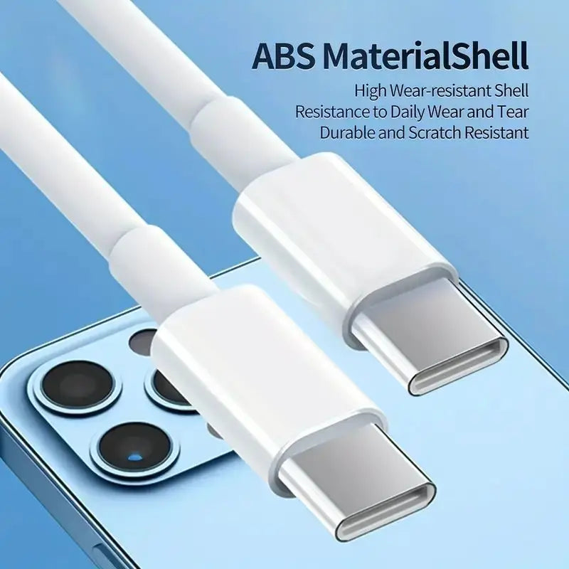 Câble de charge en matériau ABS blanc connecté à un port de smartphone.