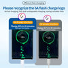 A comparison showing a phone charging 86% in 30 minutes using a 6A-orange interface and 52% in 30 minutes using a 5A-purple i