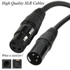 A black high quality XLR cable with connectors shown in close-up views.