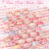 A collection of 36 rolls of cute pink washi tape featuring butterfly and gingham designs.