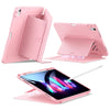 Pink magnetic folio case for an iPad Air shown in multiple angles.