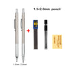 A set of 1.3 and 2.0 mm mechanical pencils with HB lead and eraser.