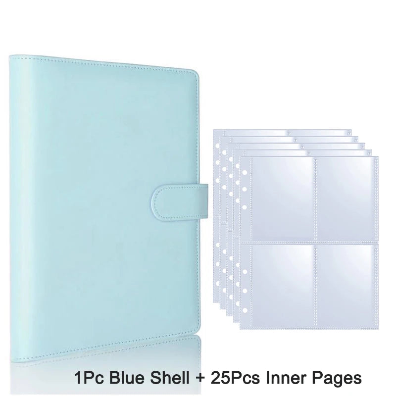 A light blue photo album binder featuring one shell and twenty-five inner pages for K-Pop collectibles