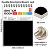 A black double-side spiral sketch pad with 50 sheets of heavyweight acid-free paper.