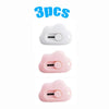 A set of three multi-color rabbit cloud utility knives in white, pink, and light pink.