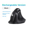Black rechargeable version of an ergonomic vertical wireless mouse shown from the side.