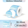 Rollo de etiquetas de papel térmico de 50x50mm con diseño de cielo azul y nubes