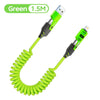 Green 1.5M retractable fast charging cable with a 4-in-1 adapter.