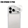 Clear full coverage tempered glass protector for the camera lenses of an iPhone 17 Pro.