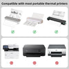A product image showing compatibility with various portable thermal printers and examples of printing paper.