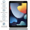 A product image showing a tempered glass screen protector for an iPad, highlighting features like delicate touch and surface 
