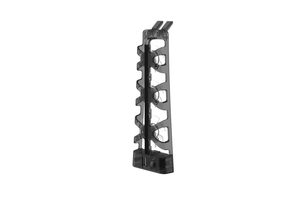 A vertical cooling fan with multiple LED lights, designed for PS5 console cooling.