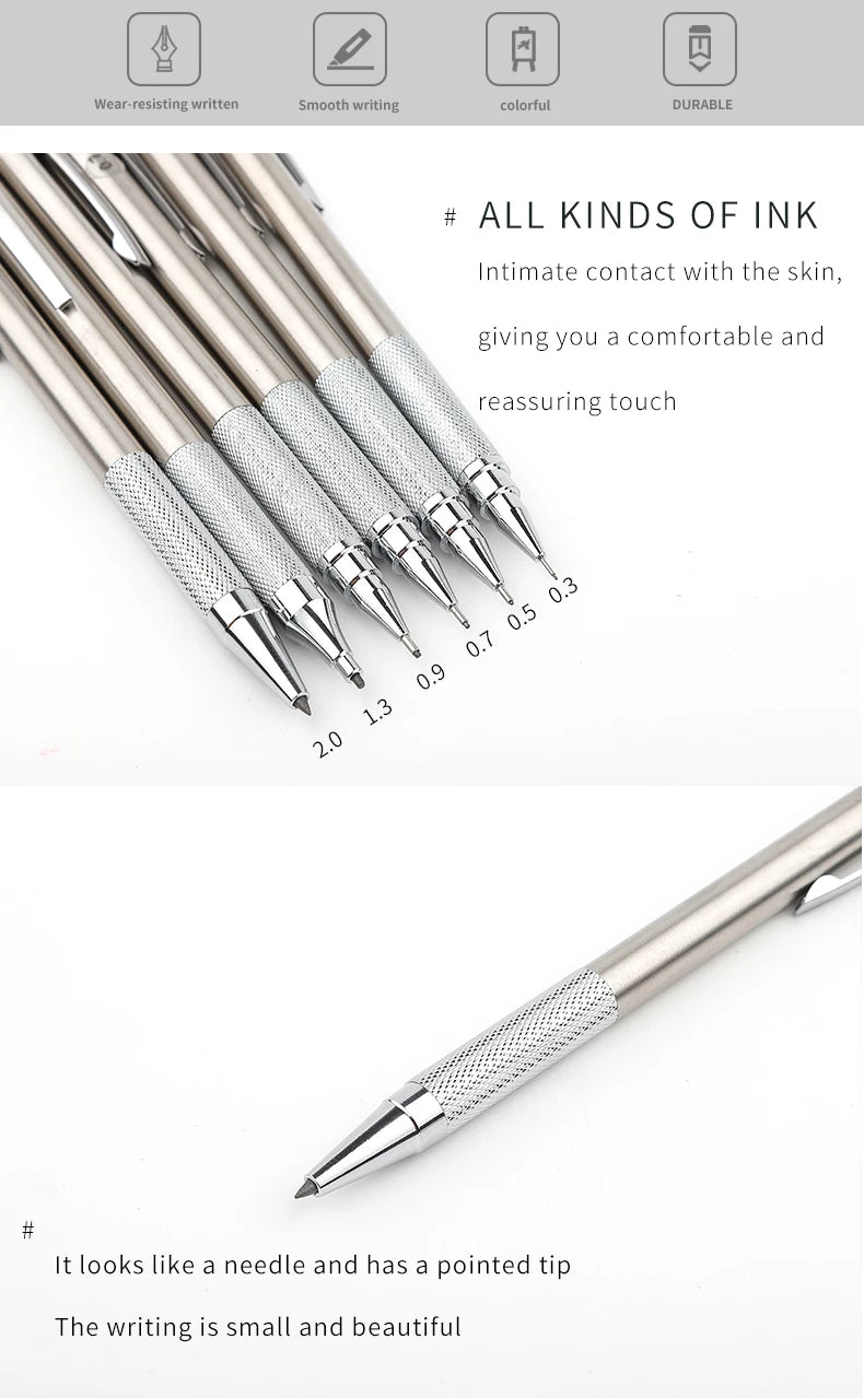 A set of precision mechanical pencils with various tip sizes and a durable design.