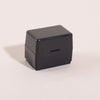 A black privacy protection roller stamp is shown from the top view against a light background.
