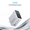 Anker 140W GaN Smart Display 4-Port USB-C Fast Charger in silver color