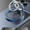 A dual axis magnetic phone stand showing free angle adjustment and 360 degree rotation capability.