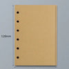 Reposición de cuaderno de hojas sueltas color beige claro con agujeros perforados en el lado izquierdo, mide 128mm x 86mm.