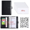 Black leather A6 budget planner with a clear cover and envelope system