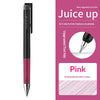 A black and pink Pilot Juice Up fine point gel pen is shown next to text detailing ink options.