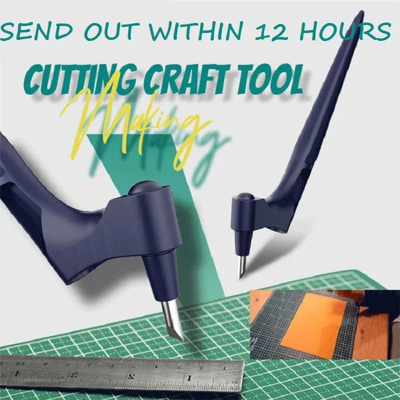 A black cutting craft tool is shown next to a ruler on a green cutting mat.