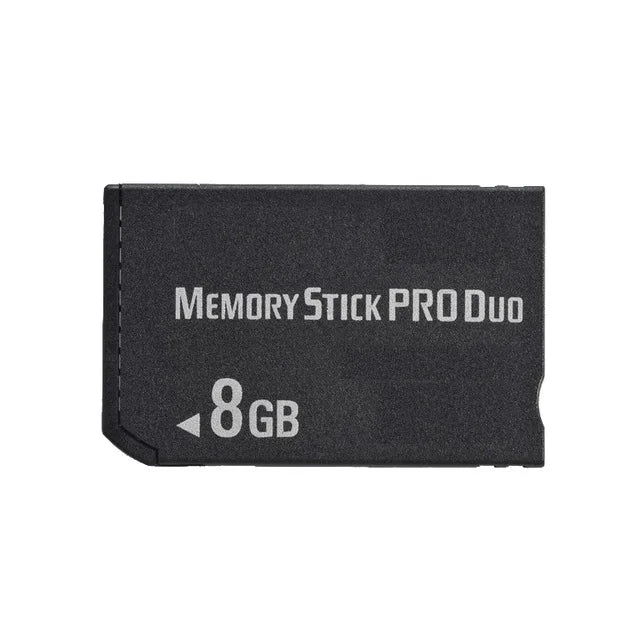 Tarjeta Memory Stick PRO Duo negra de 8GB de capacidad.