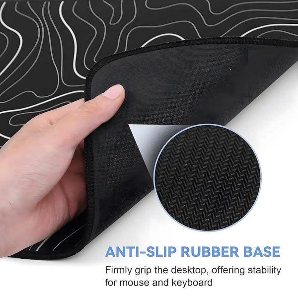 Black anti-slip rubber base mouse pad for desktop stability and grip