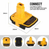 Adaptador de batería amarillo para herramientas eléctricas con conector y carcasa.