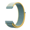A light blue nylon loop watch strap with a woven texture and a yellow accent, shown in a curved shape.