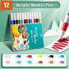 Ein Set von 12 professionellen Acrylmarker-Stiften in verschiedenen Farben, präsentiert in einer Plastikbox.