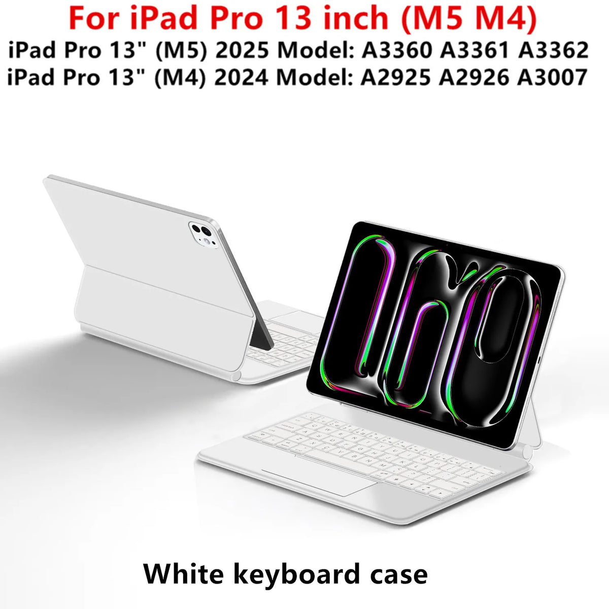 White keyboard case for an iPad Pro 13 inch (M5 M4) model.