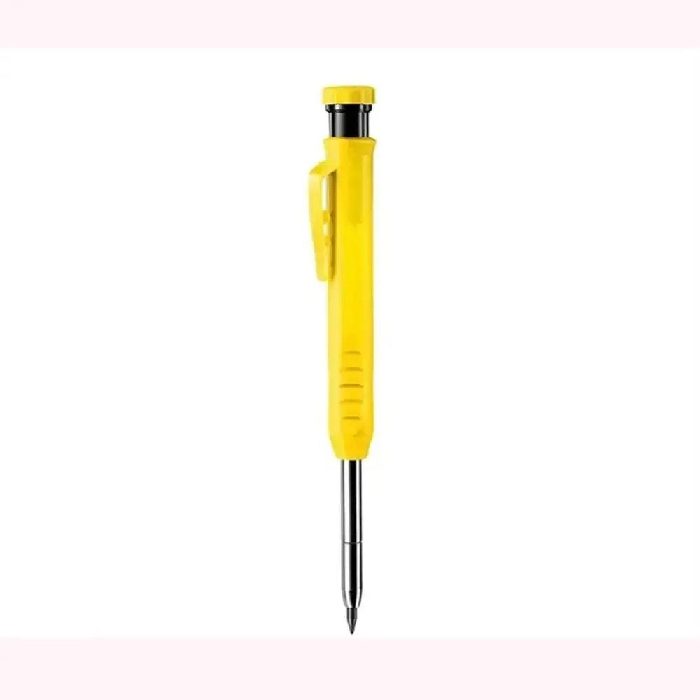 Yellow precision mechanical pencil with a built-in sharpener for deep hole marking