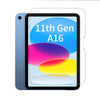 A tempered glass screen protector for an iPad 11th Gen showing the device with a vibrant blue and purple background.