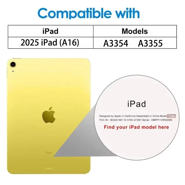 A yellow glass screen protector for an iPad, compatible with A3354 and A3355 models.
