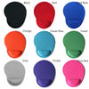 A collection of ergonomic mouse pads in various colors including black, red, dark blue, orange, ocean blue, green, grey, purp