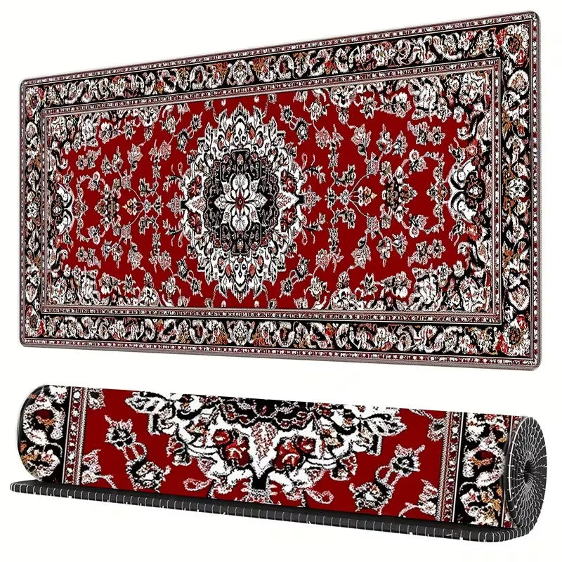 Vintage Persian rug design gaming mouse pad with non-slip rubber base