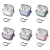 A set of silicone lock cases in various colors, including white, blue, green, and pink, designed to secure AirPods.