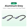 Two aluminum grey USB-C to USB 3.0 OTG adapters with nylon jackets shown separately.