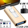 Adaptateur 4-en-1 or gold et blanc pour connecter un téléphone ou ordinateur à une clé micro USB.