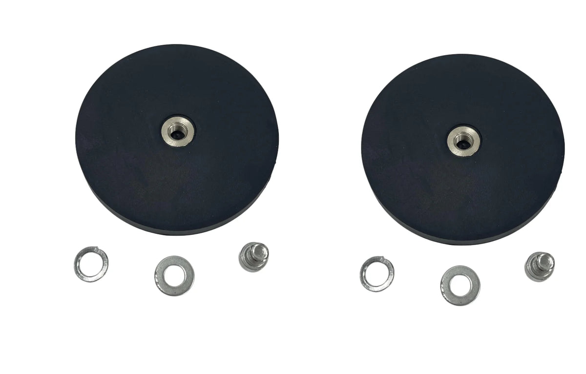 Black magnetic base mount bracket with four small mounting rings and screws.