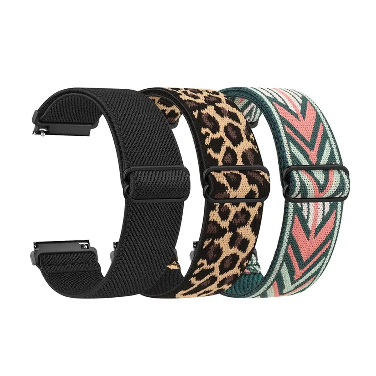 Black and patterned elastic sports bands for Garmin watches