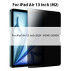 Anti-peeping tempered glass screen protector for iPad Air 13 inch M2 models A2903 and A2904