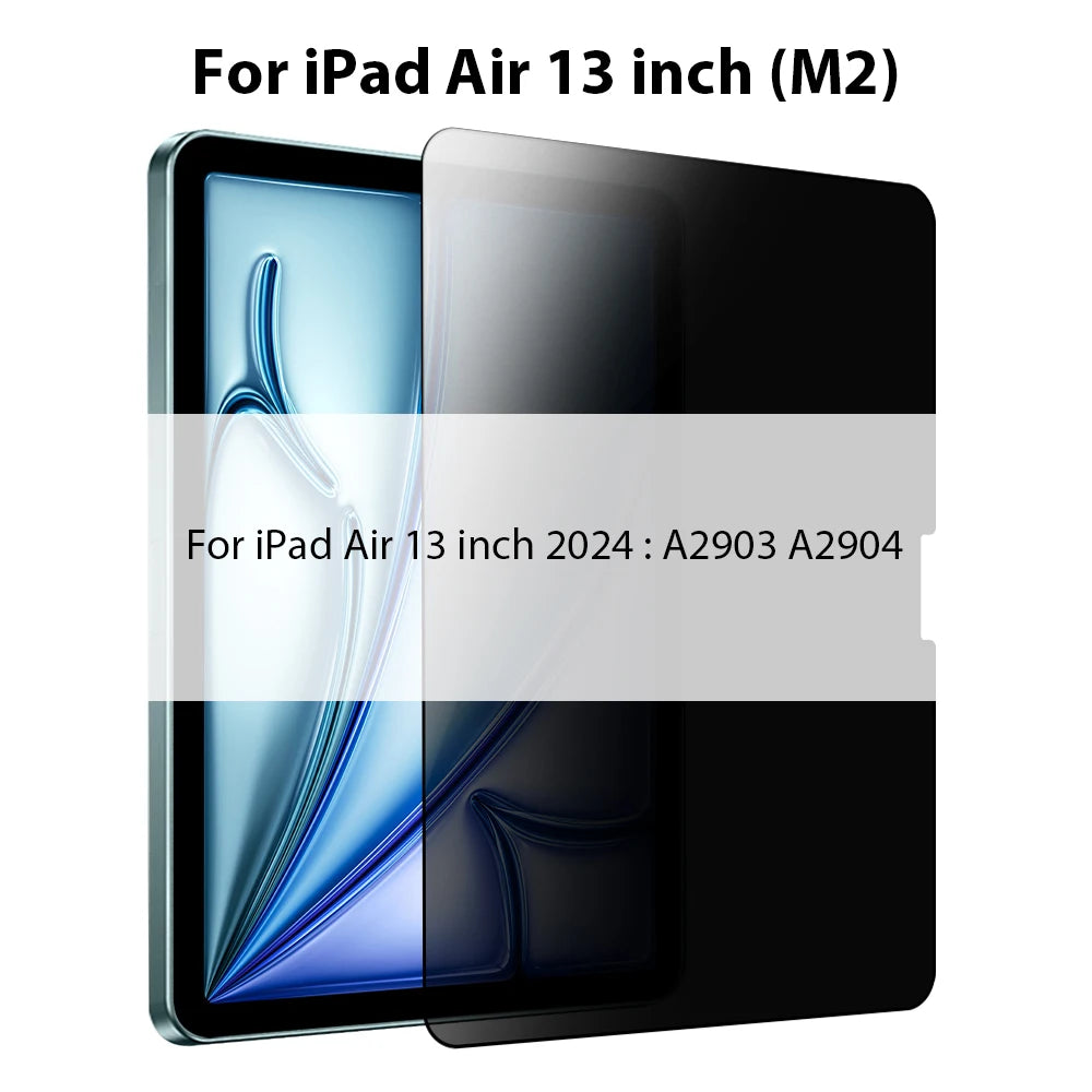 Anti-peeping tempered glass screen protector for iPad Air 13 inch M2 models A2903 and A2904