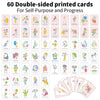 A collection of 60 double-sided printed cards for self-purpose and progress featuring various affirmations and positive messa