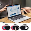 Close up view of universal camera privacy sliders for mobile and laptop devices